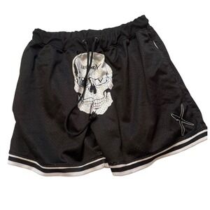 Legend X Mens Streetwear Goth Grunge Skull Graphic Basketball Shorts Black Small